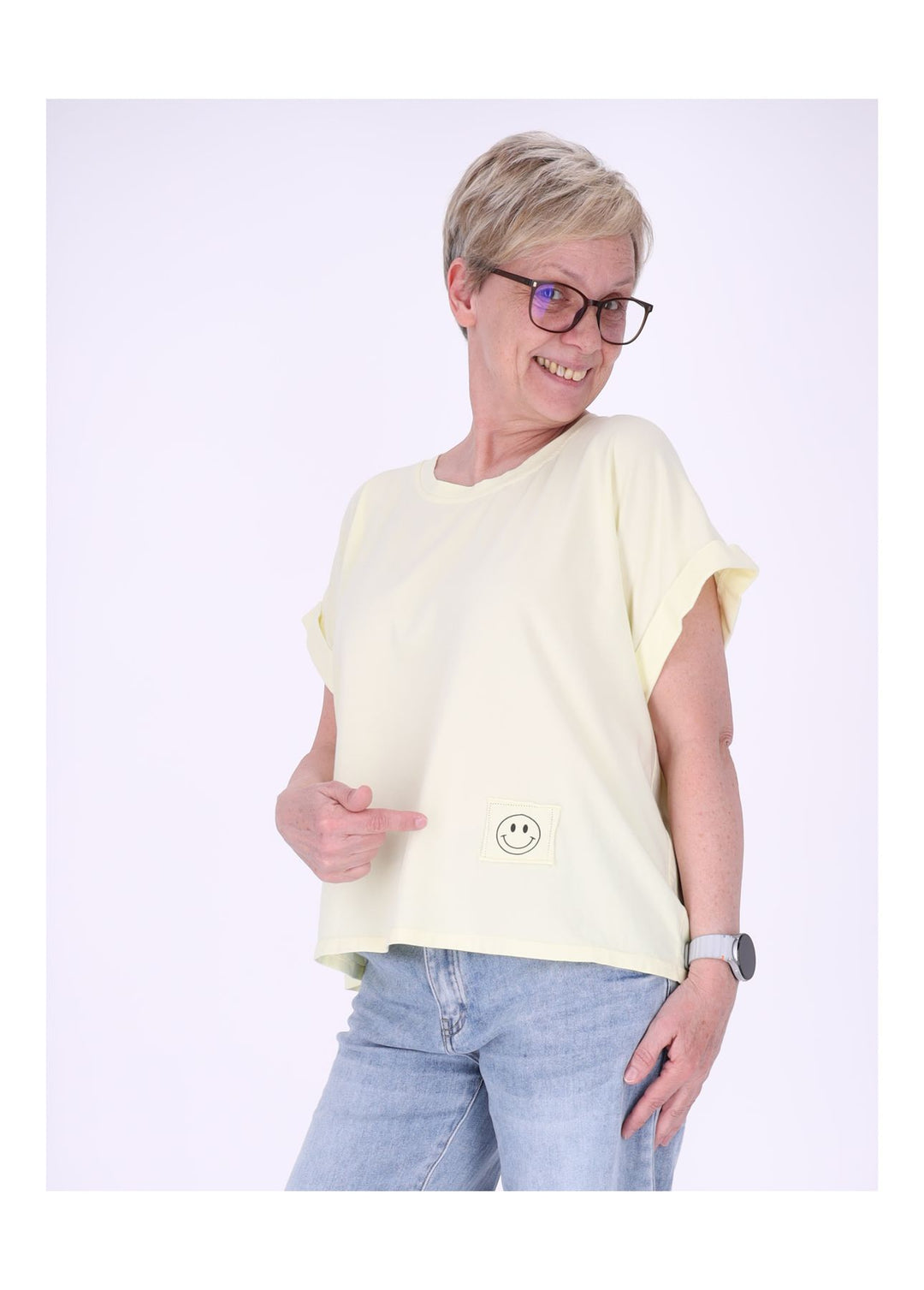 T-Shirt Damen Rundhals Smiley