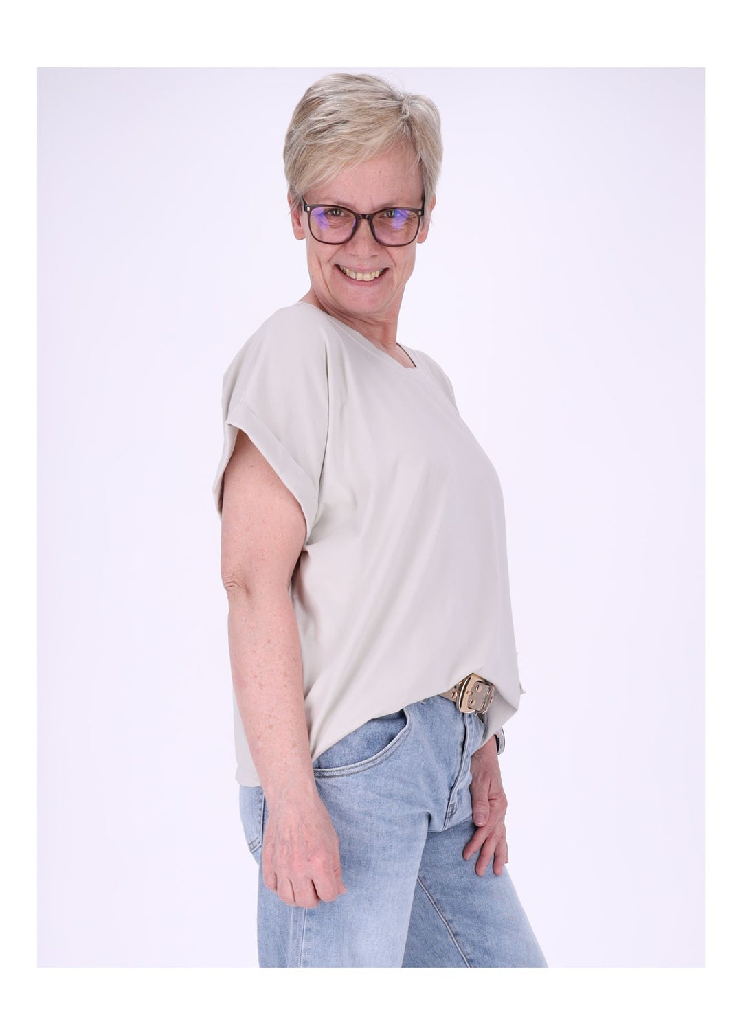 T-Shirt Damen Rundhals Smiley