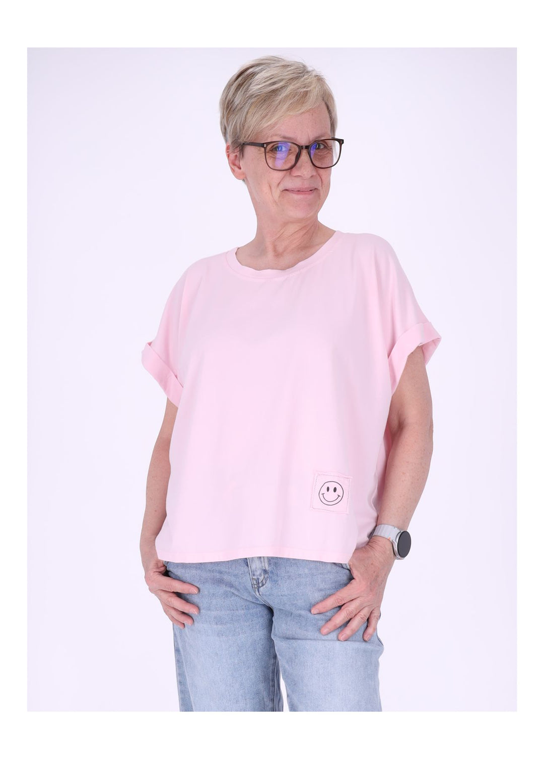 T-Shirt Damen Rundhals Smiley