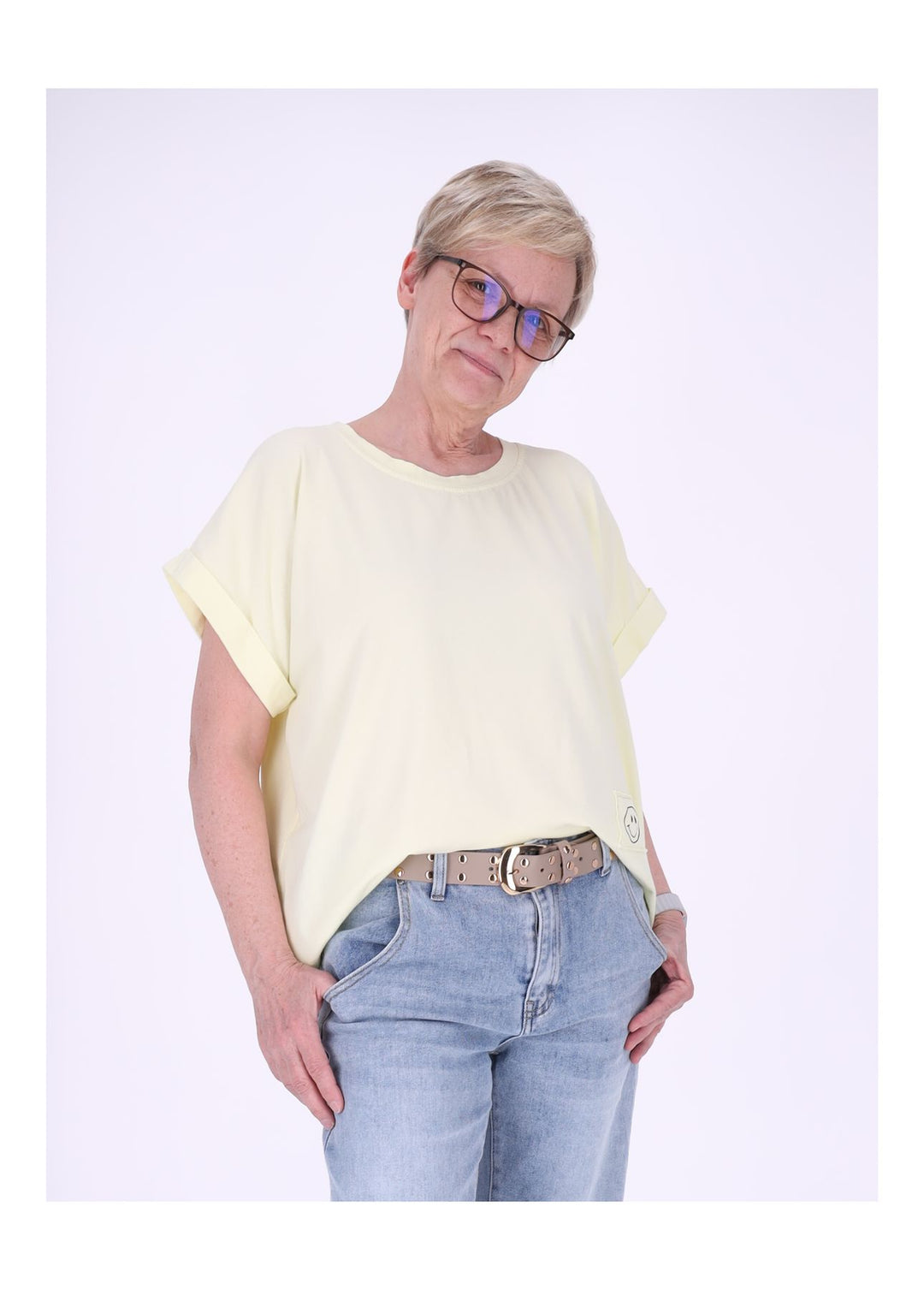 T-Shirt Damen Rundhals Smiley