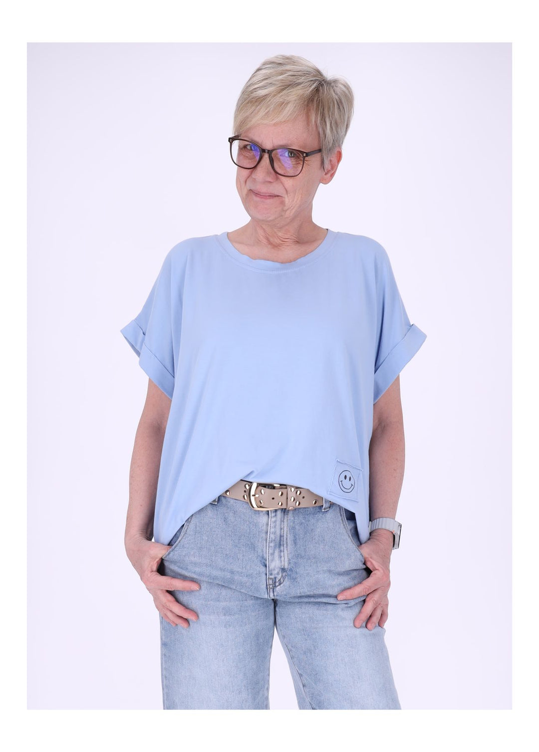 T-Shirt Damen Rundhals Smiley