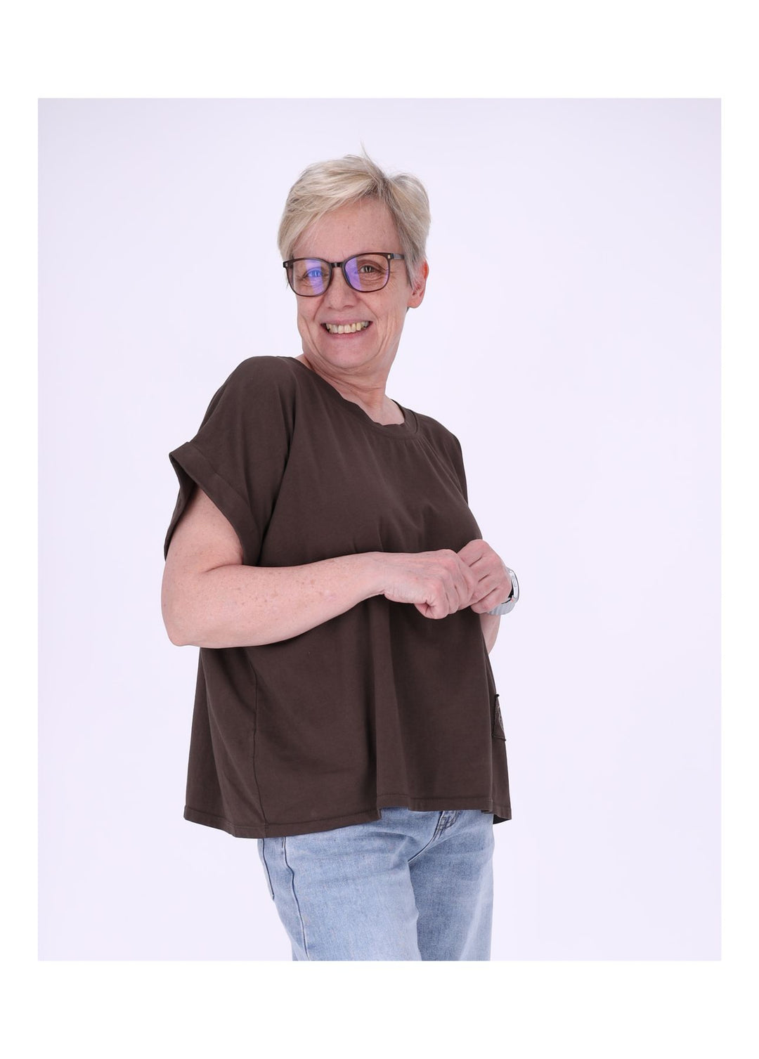T-Shirt Damen Rundhals Smiley