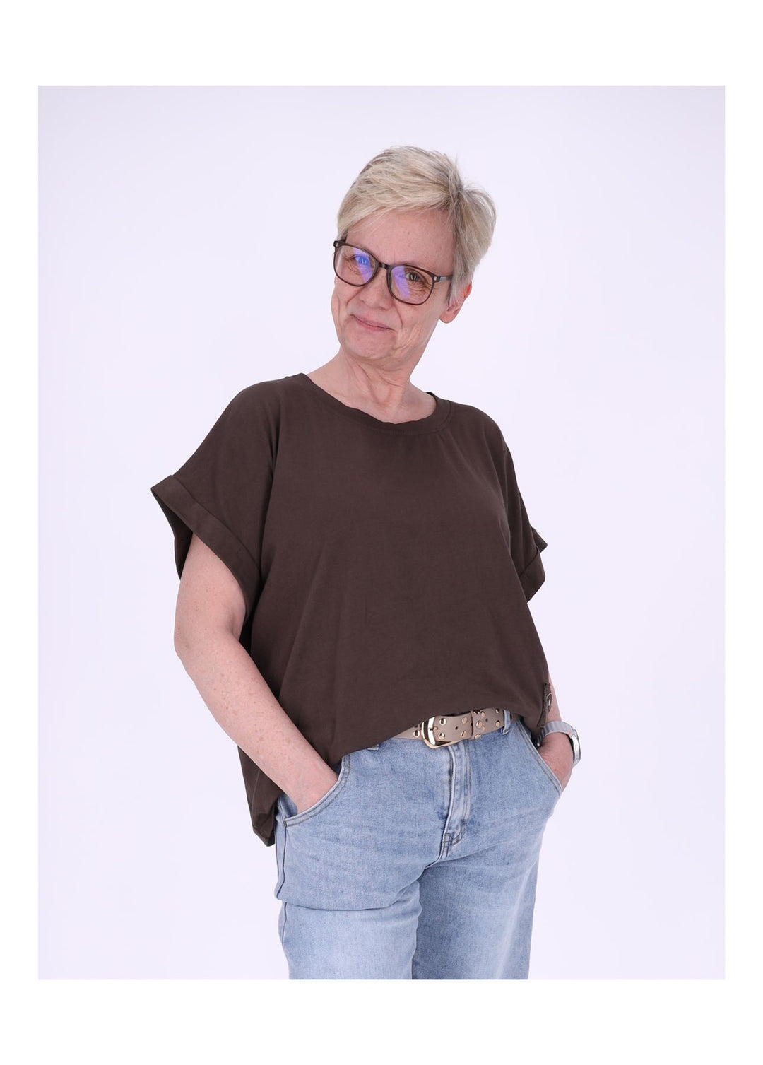 T-Shirt Damen Rundhals Smiley
