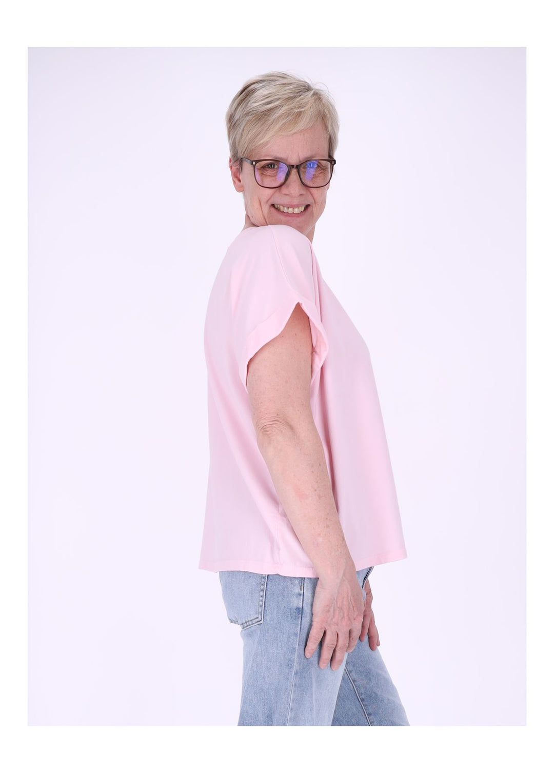 T-Shirt Damen Rundhals Smiley