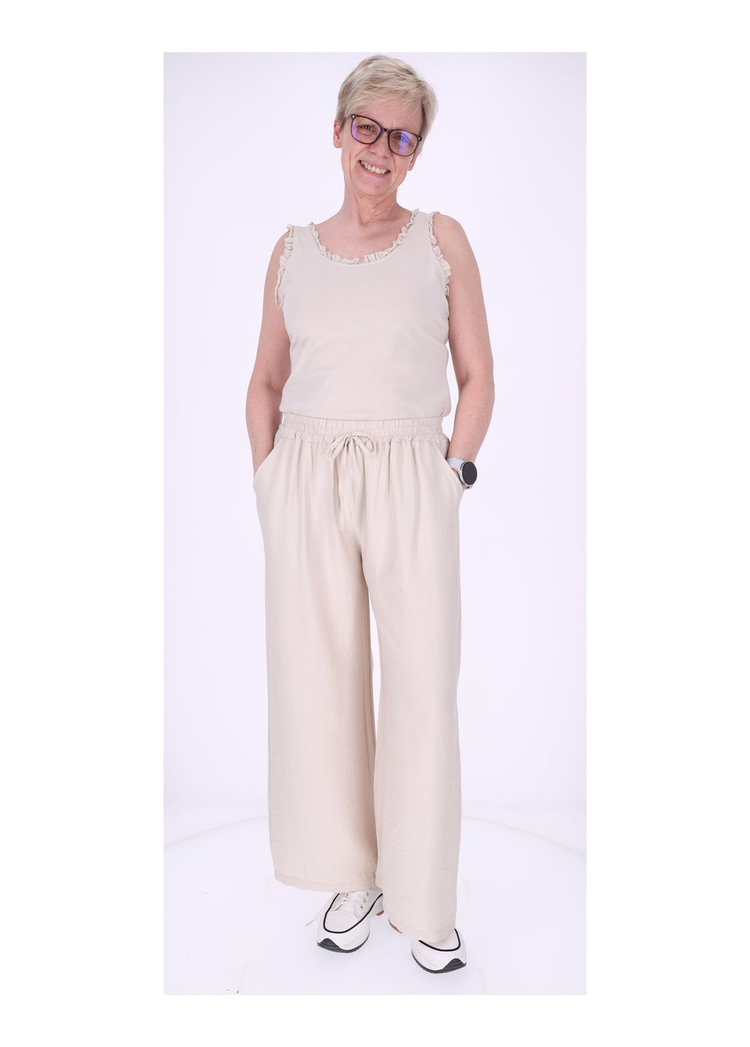 Hose Damen Viskose Gummizug weites Bein