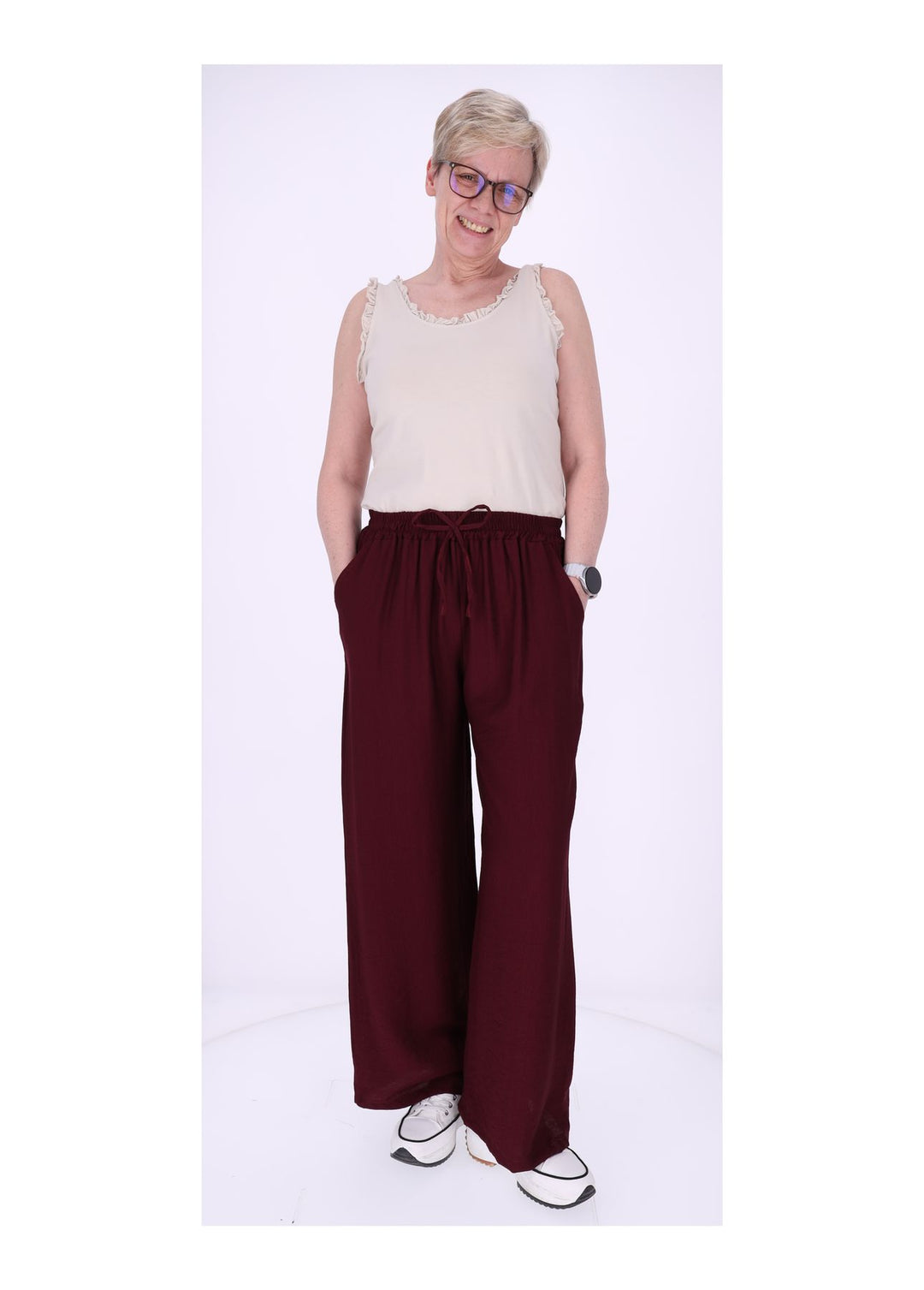 Hose Damen Viskose Gummizug weites Bein