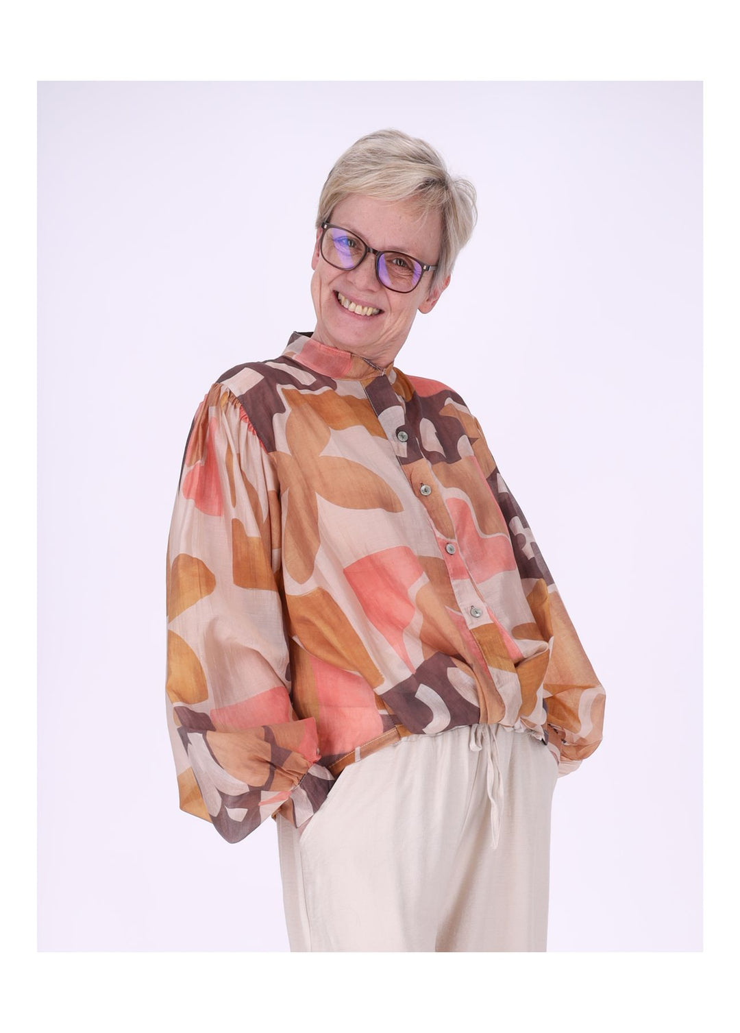 Bluse Damen Langarm AOP grafisch