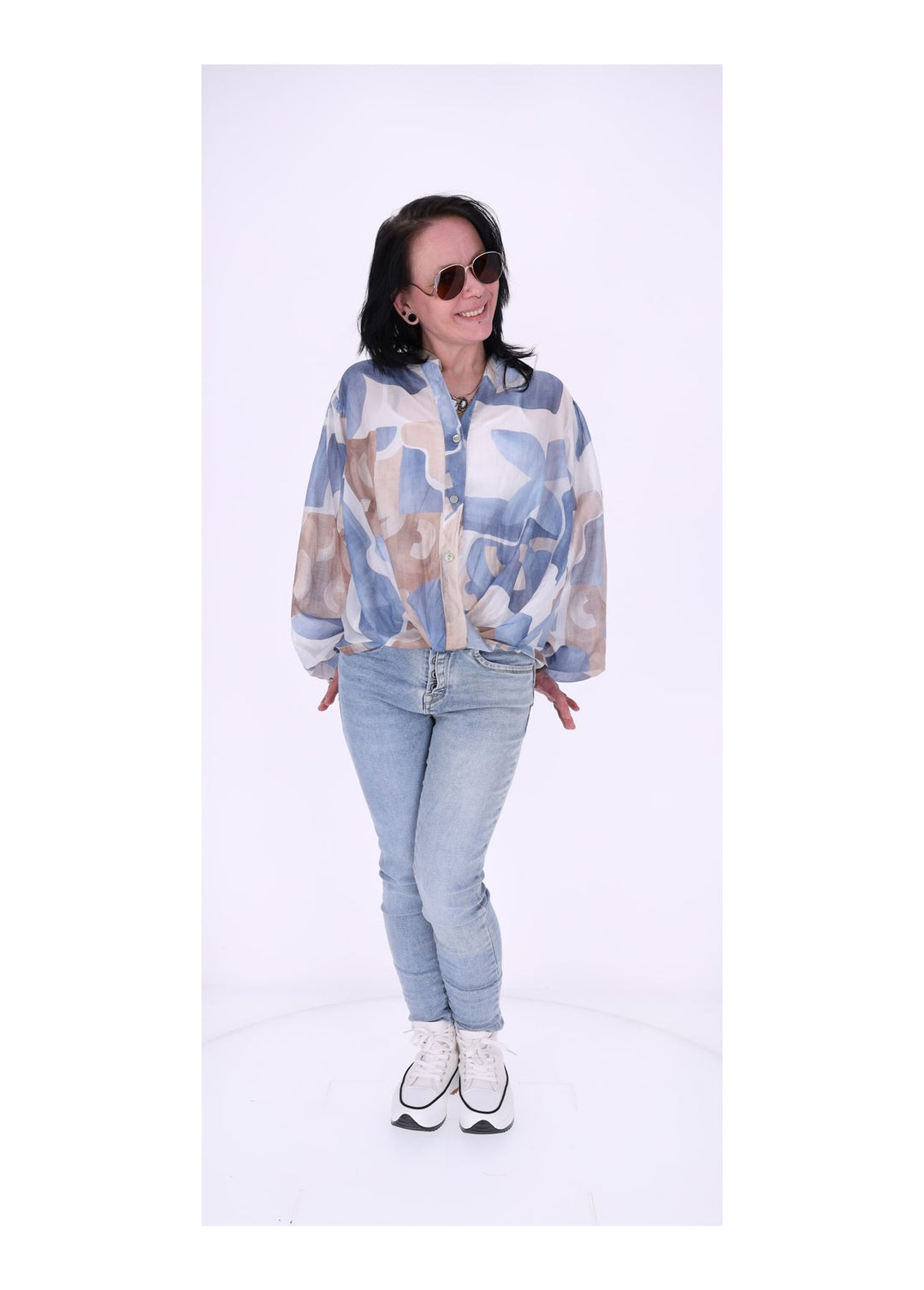 Bluse Damen Langarm AOP grafisch