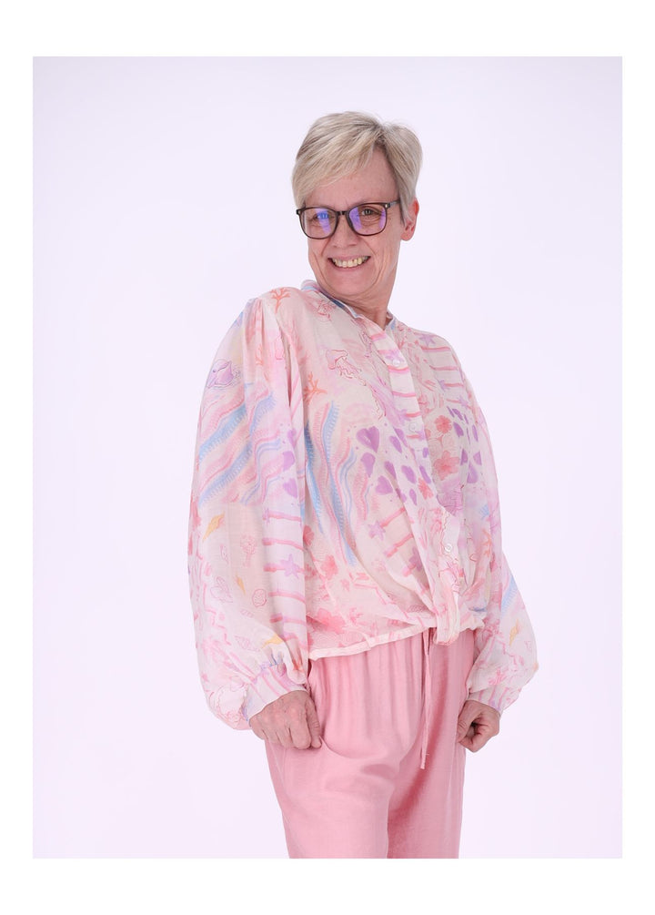Bluse Damen Langarm AOP Meer