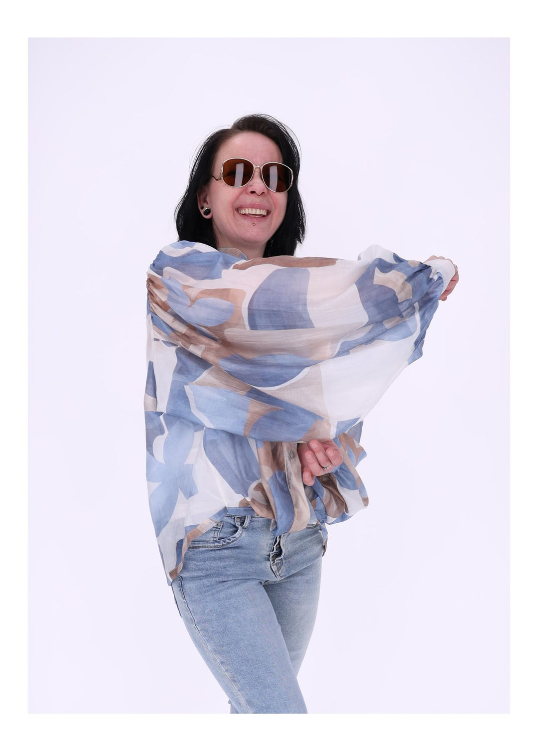 Bluse Damen Langarm AOP grafisch