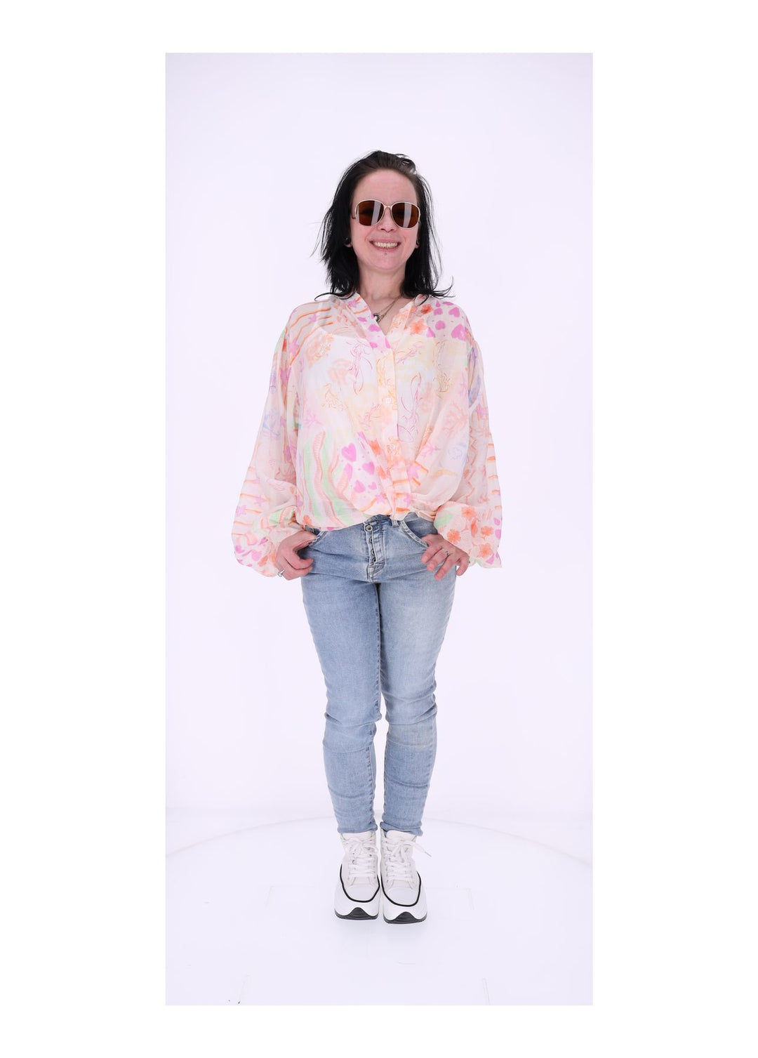 Bluse Damen Langarm AOP Meer