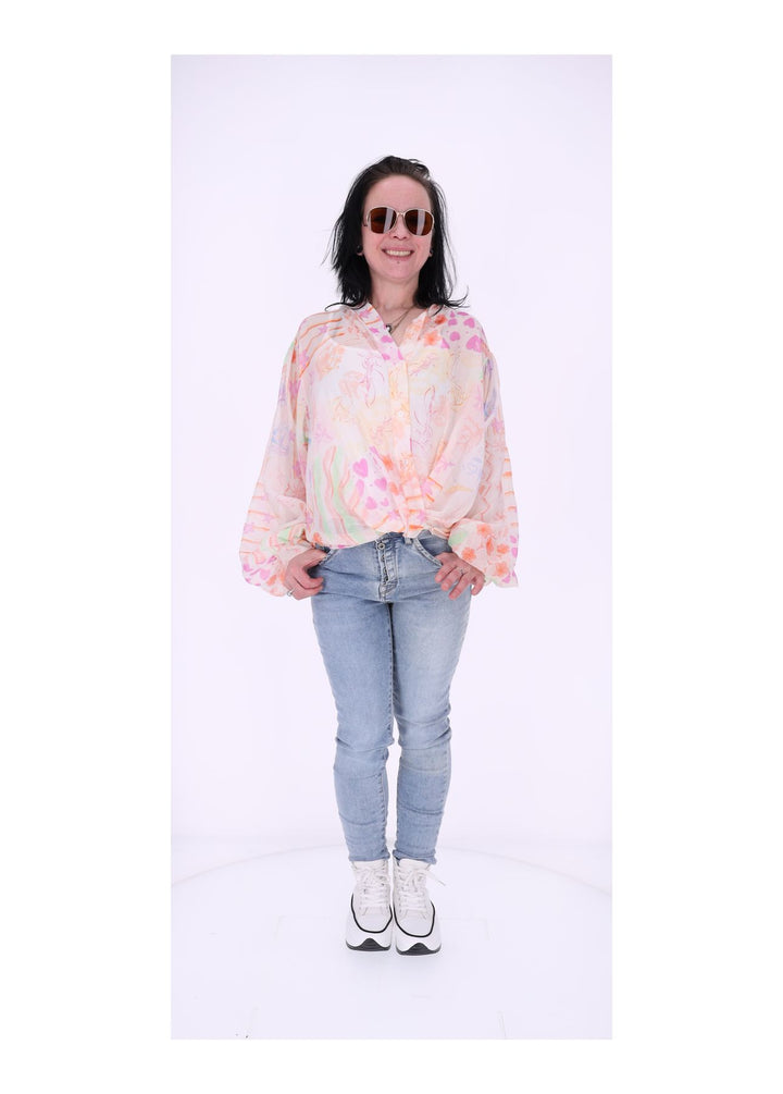 Bluse Damen Langarm AOP Meer