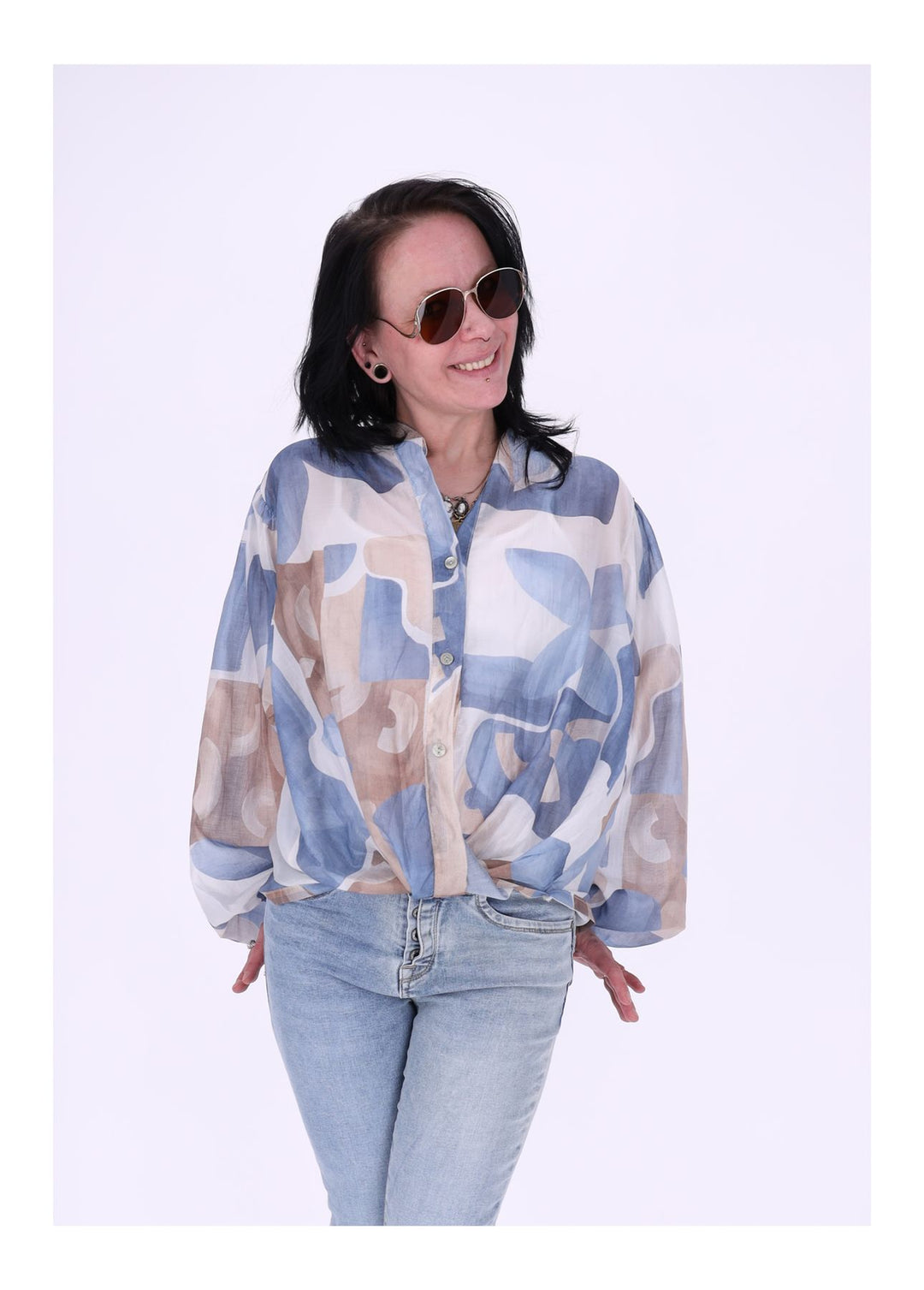 Bluse Damen Langarm AOP grafisch