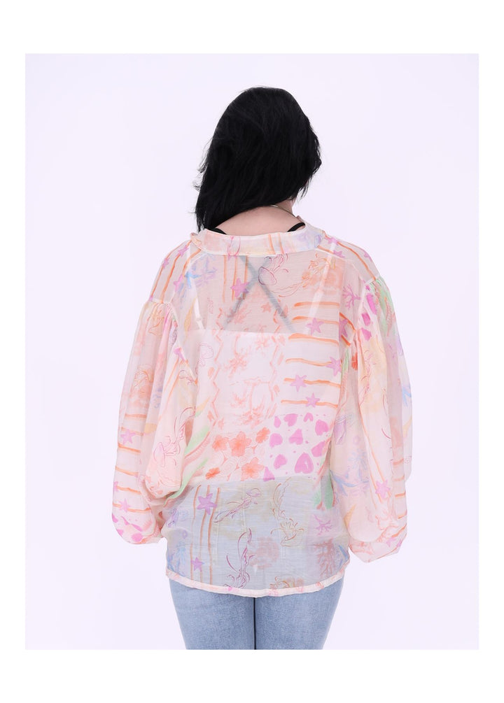 Bluse Damen Langarm AOP Meer
