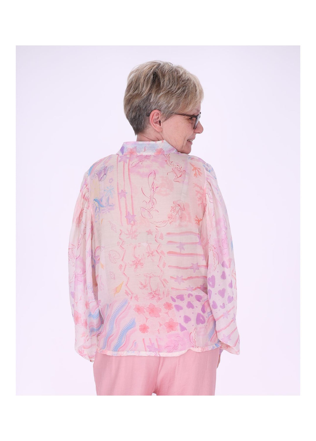 Bluse Damen Langarm AOP Meer