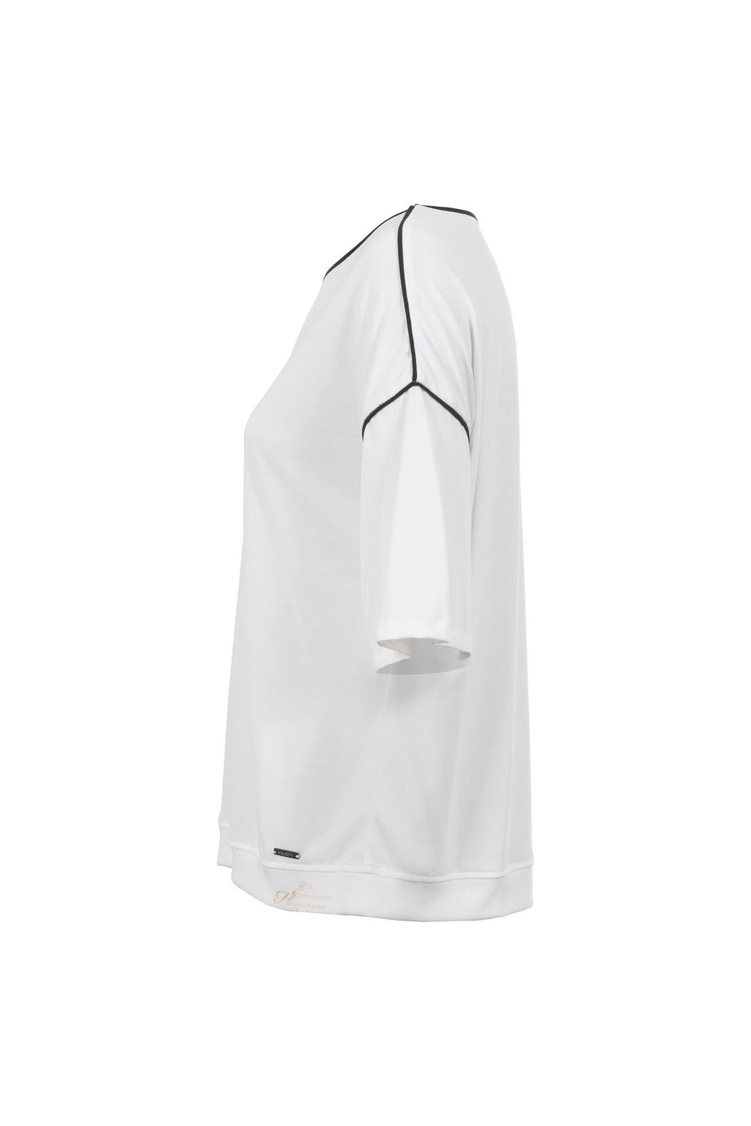 T-Shirt Damen Boxy-Schintt Pipings Kragen