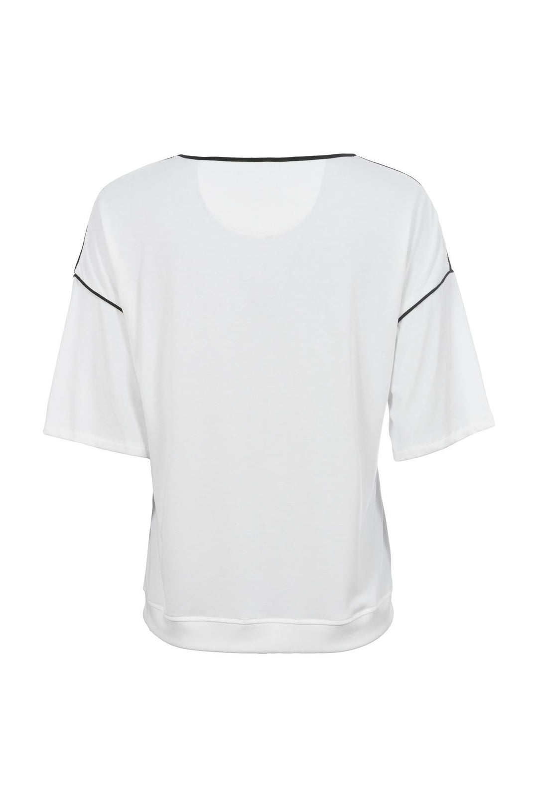 T-Shirt Damen Boxy-Schintt Pipings Kragen