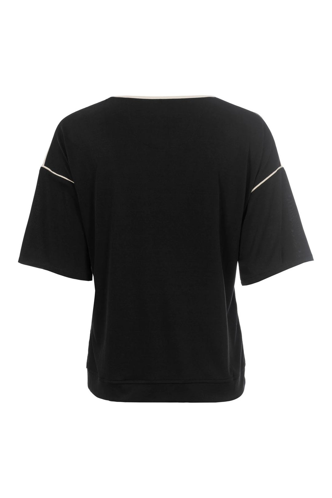 T-Shirt Damen Boxy-Schintt Pipings Kragen