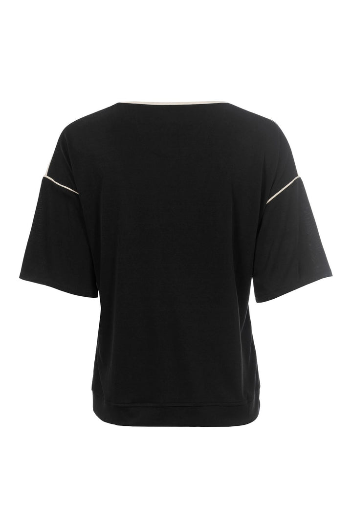 T-Shirt Damen Boxy-Schintt Pipings Kragen