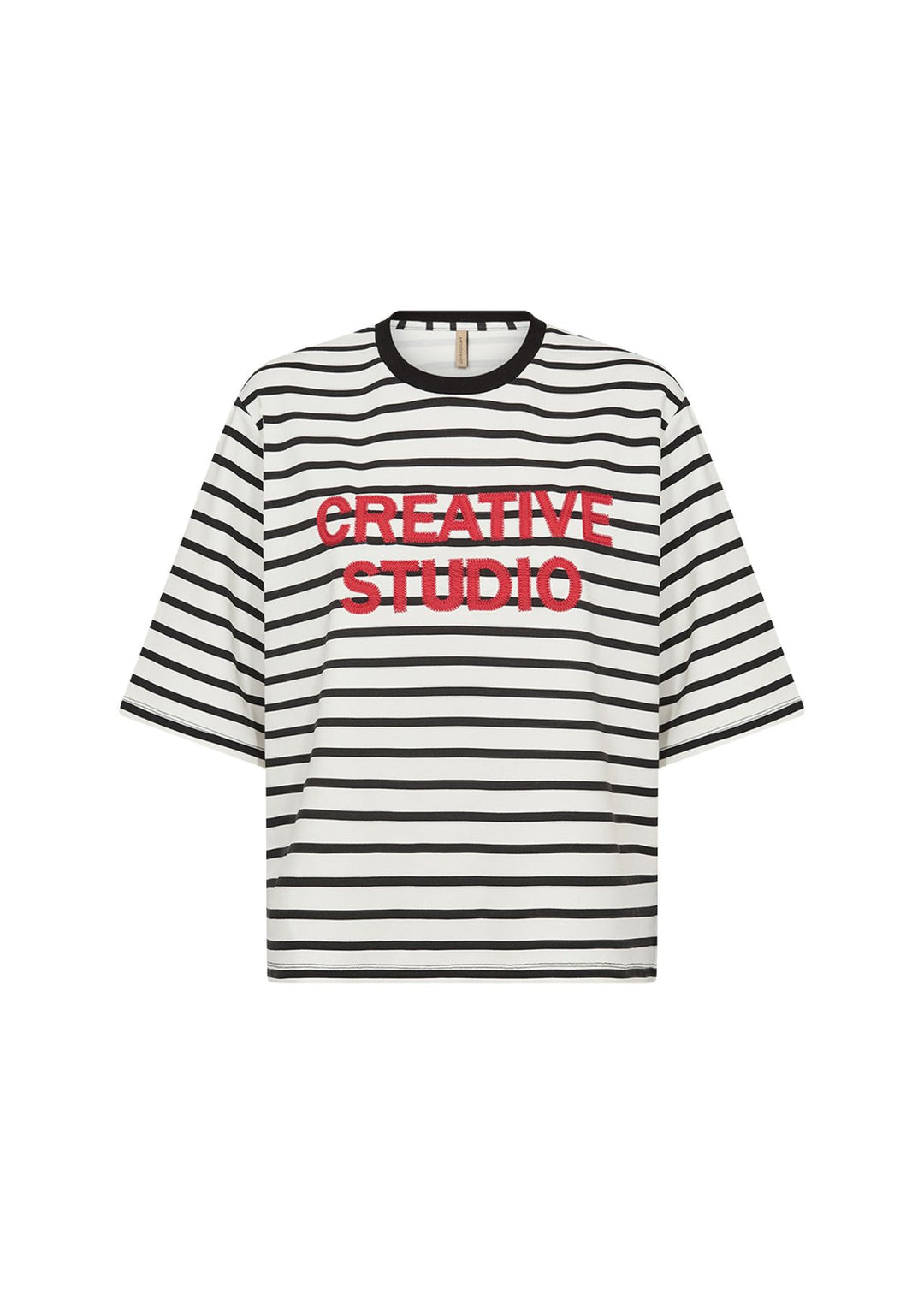 T-Shirt Damen Streifenmuster Bestickt