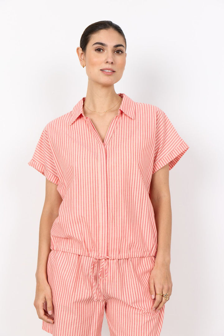 Bluse Damen Streifenmuster Bindebändchen