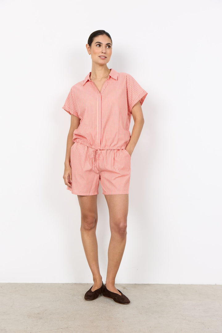 Bluse Damen Streifenmuster Bindebändchen
