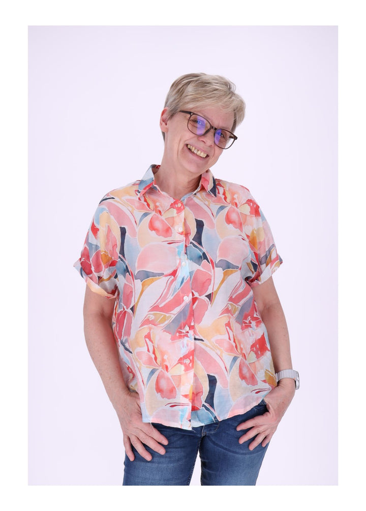 Bluse Damen Kurzarm AOP Floral