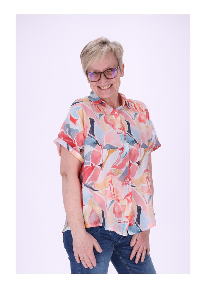 Bluse Damen Kurzarm AOP Floral