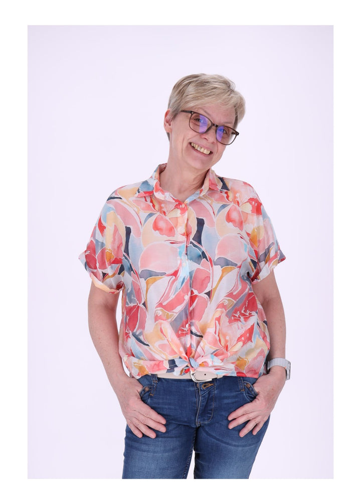 Bluse Damen Kurzarm AOP Floral