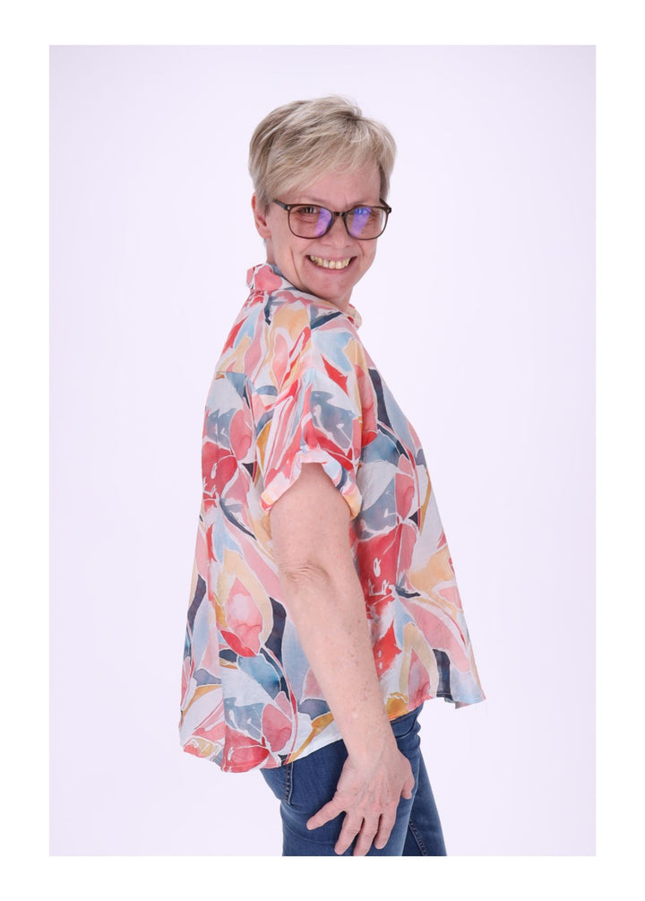 Bluse Damen Kurzarm AOP Floral