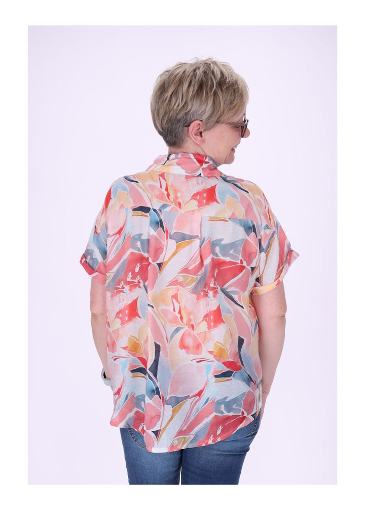 Bluse Damen Kurzarm AOP Floral