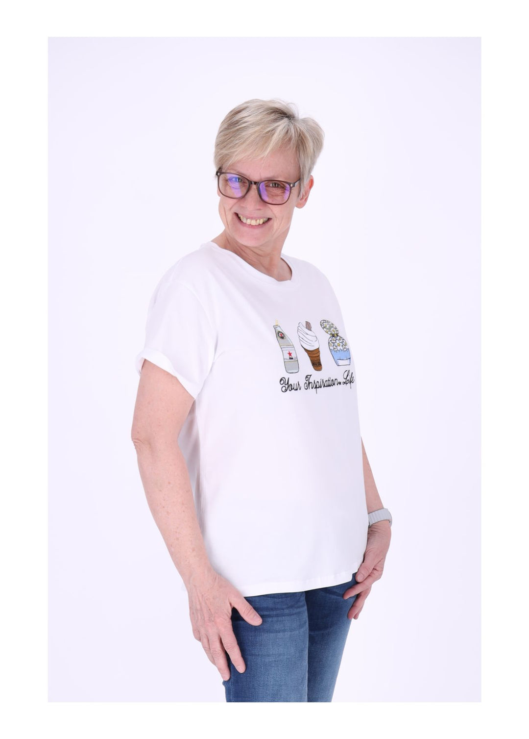 T-Shirt Damen Mixed Print