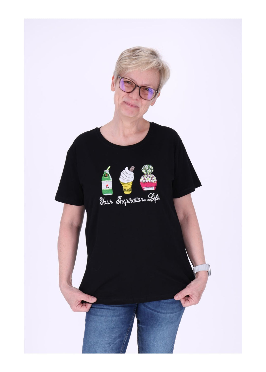 T-Shirt Damen Mixed Print