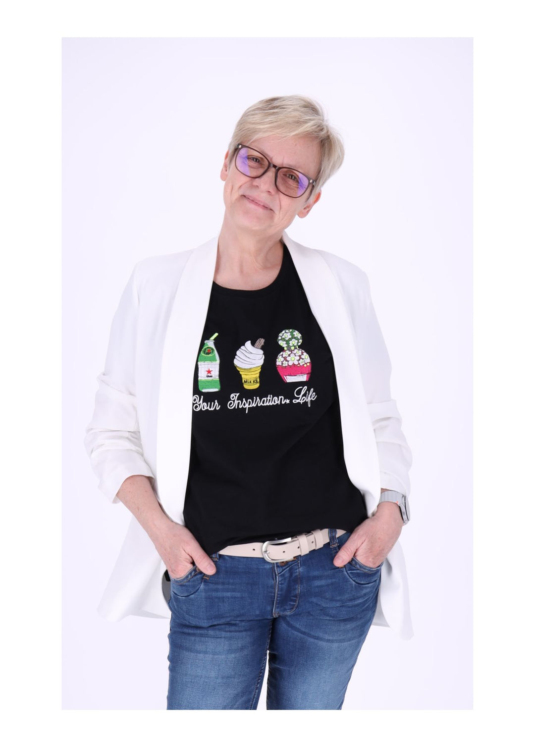 T-Shirt Damen Mixed Print