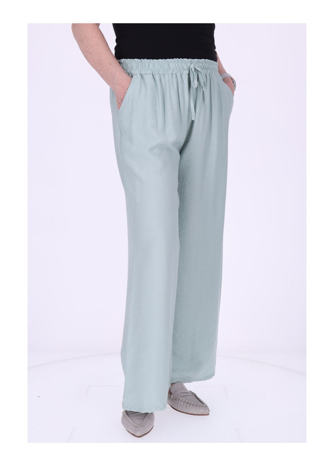 Hose Damen Viskose Gummizug weites Bein