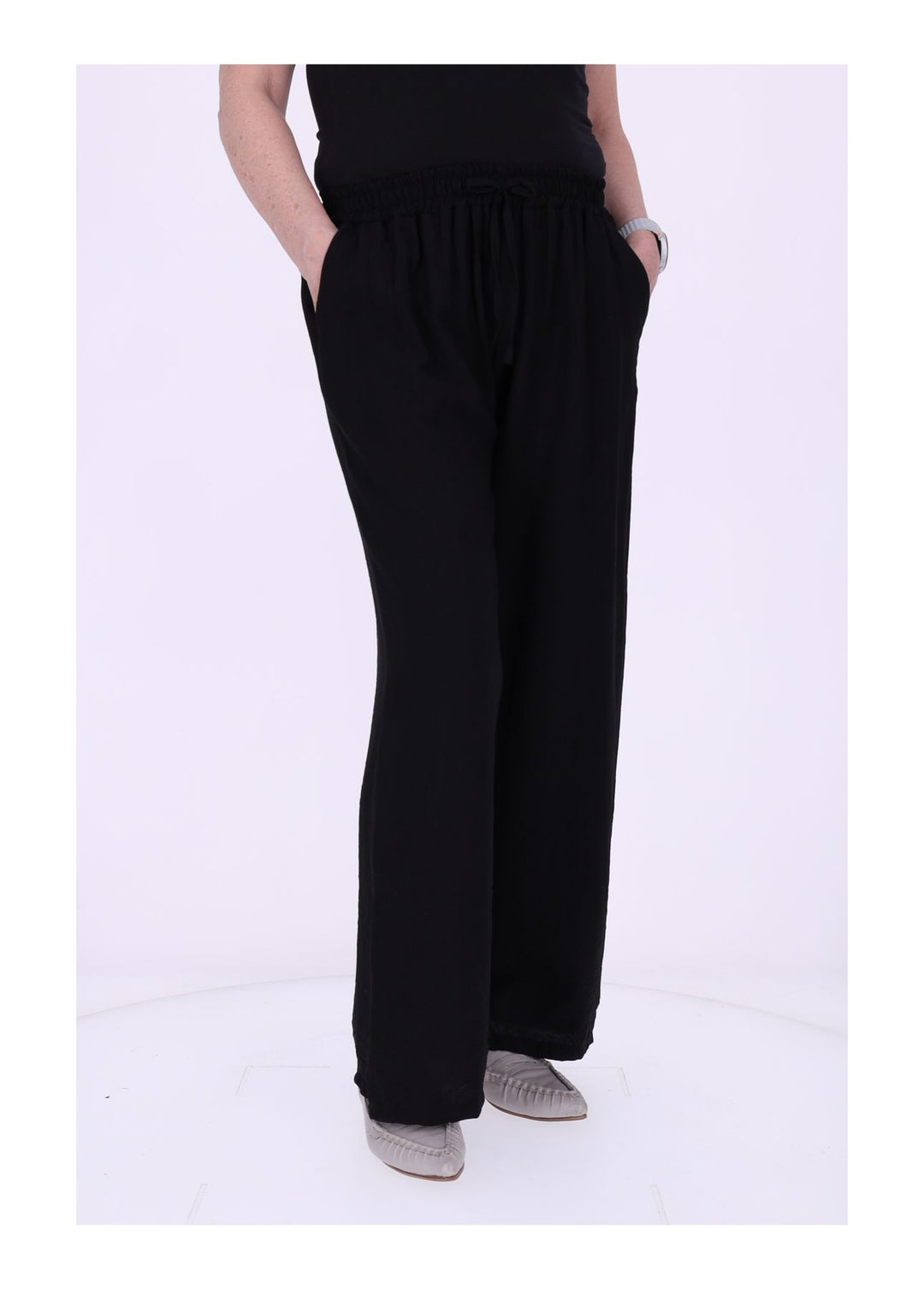 Hose Damen Viskose Gummizug weites Bein