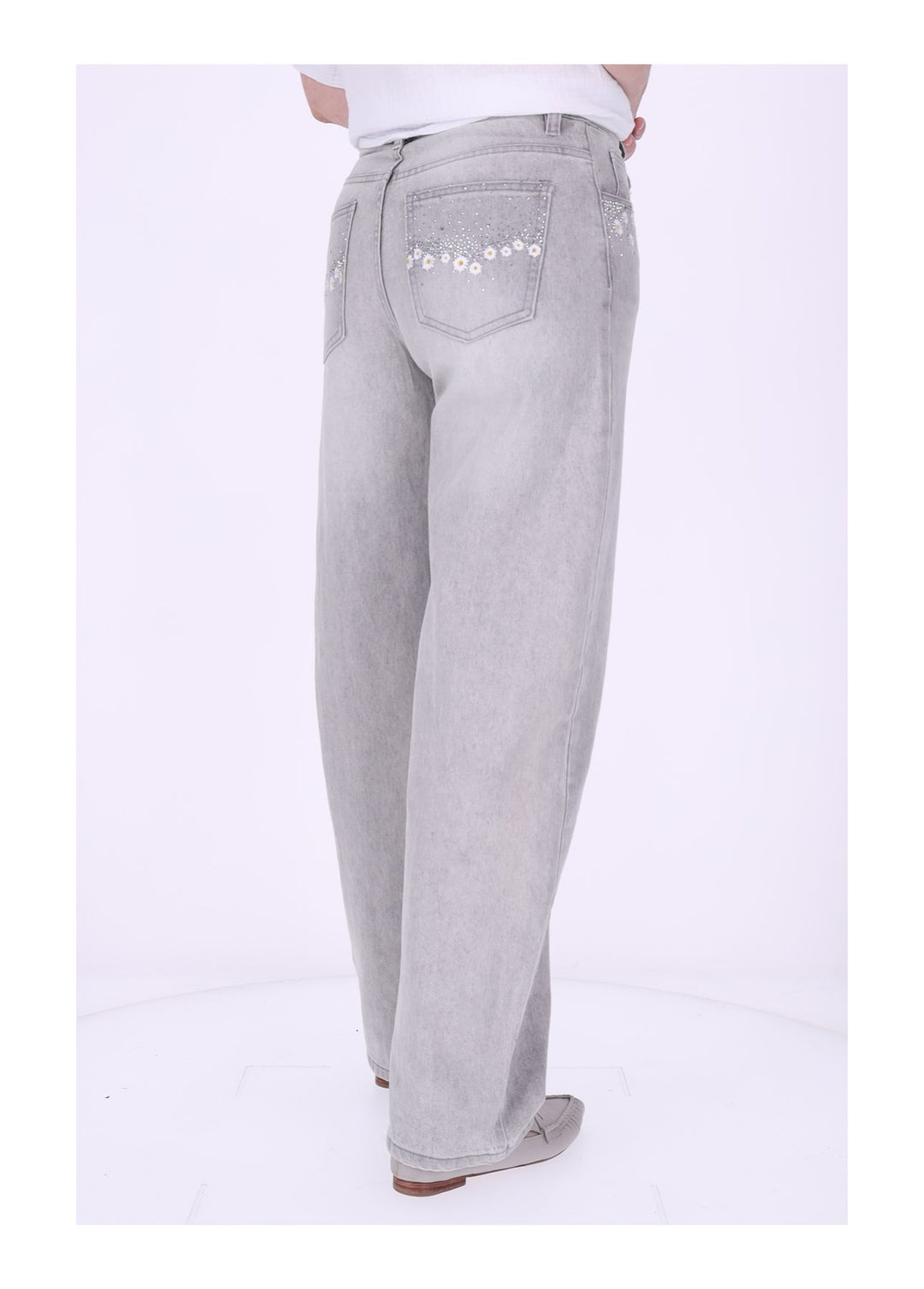 Jeans Damen Blüter Stickerei Strass
