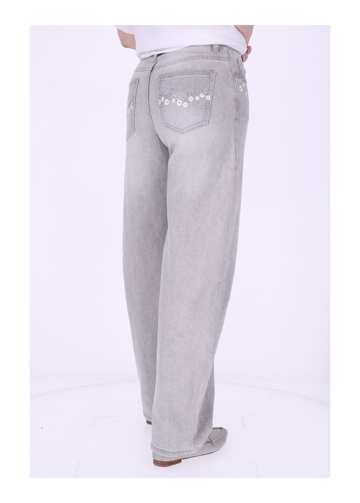 Jeans Damen Blüter Stickerei Strass