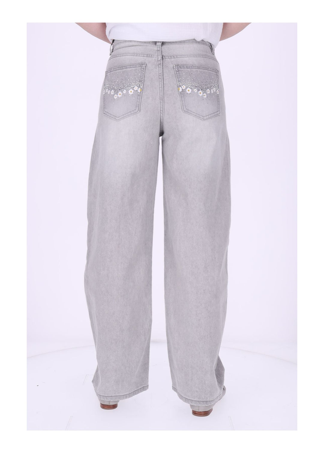 Jeans Damen Blüter Stickerei Strass