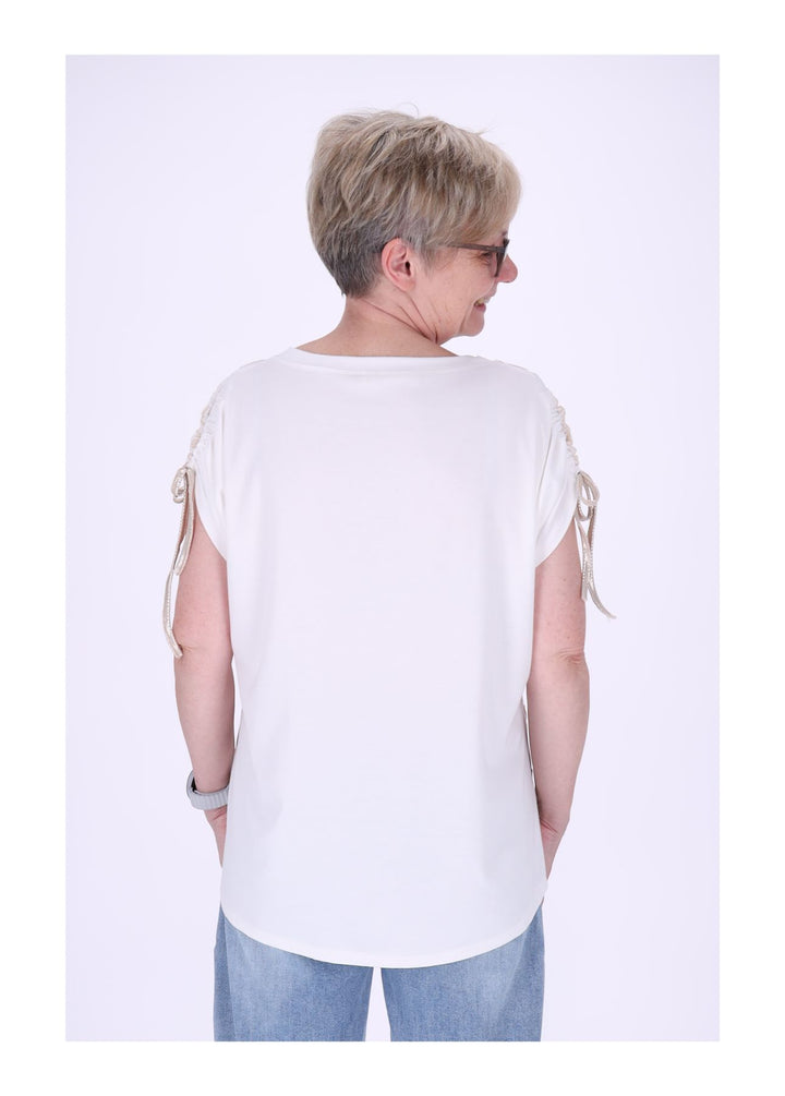 T-Shirt Damen Schultern offen Stickerei