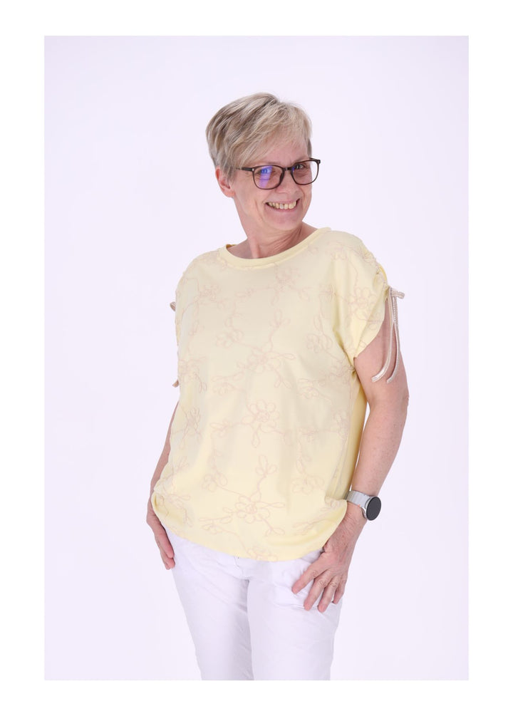T-Shirt Damen Schultern offen Stickerei
