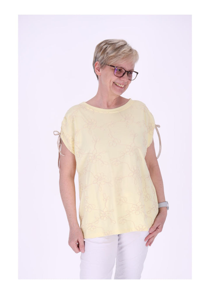T-Shirt Damen Schultern offen Stickerei
