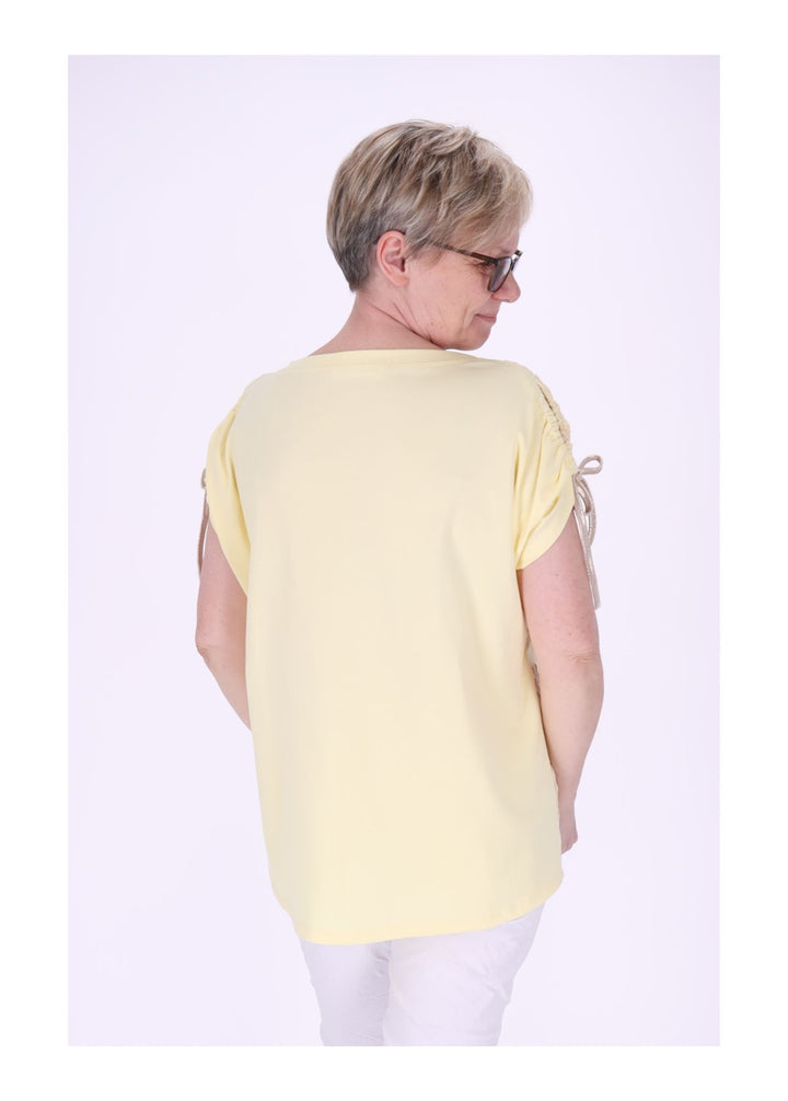 T-Shirt Damen Schultern offen Stickerei