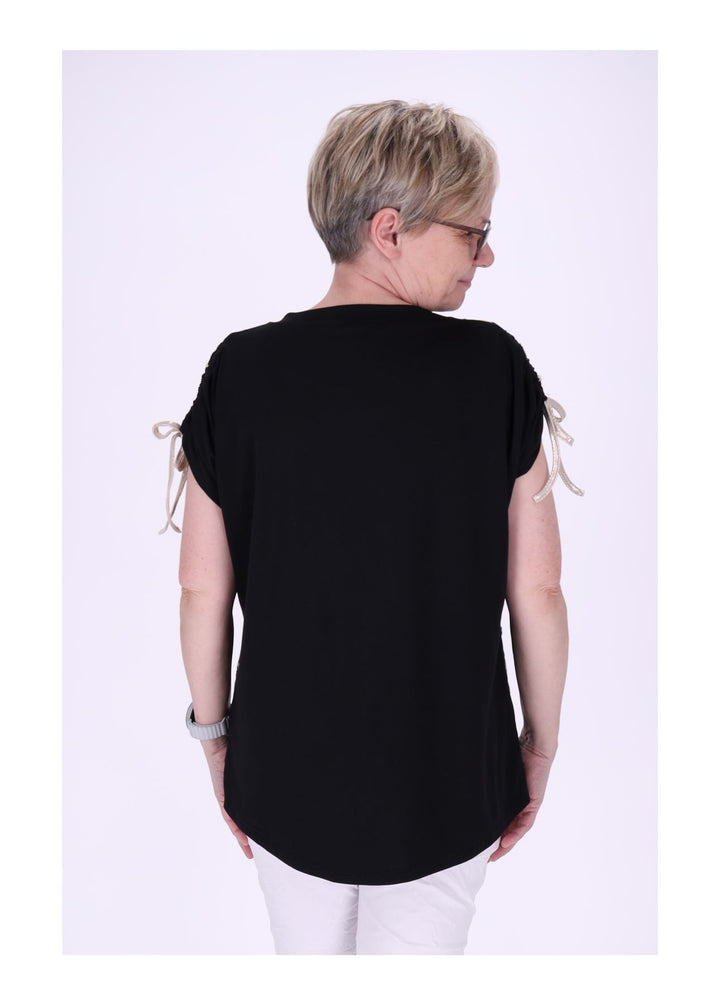 T-Shirt Damen Schultern offen Stickerei