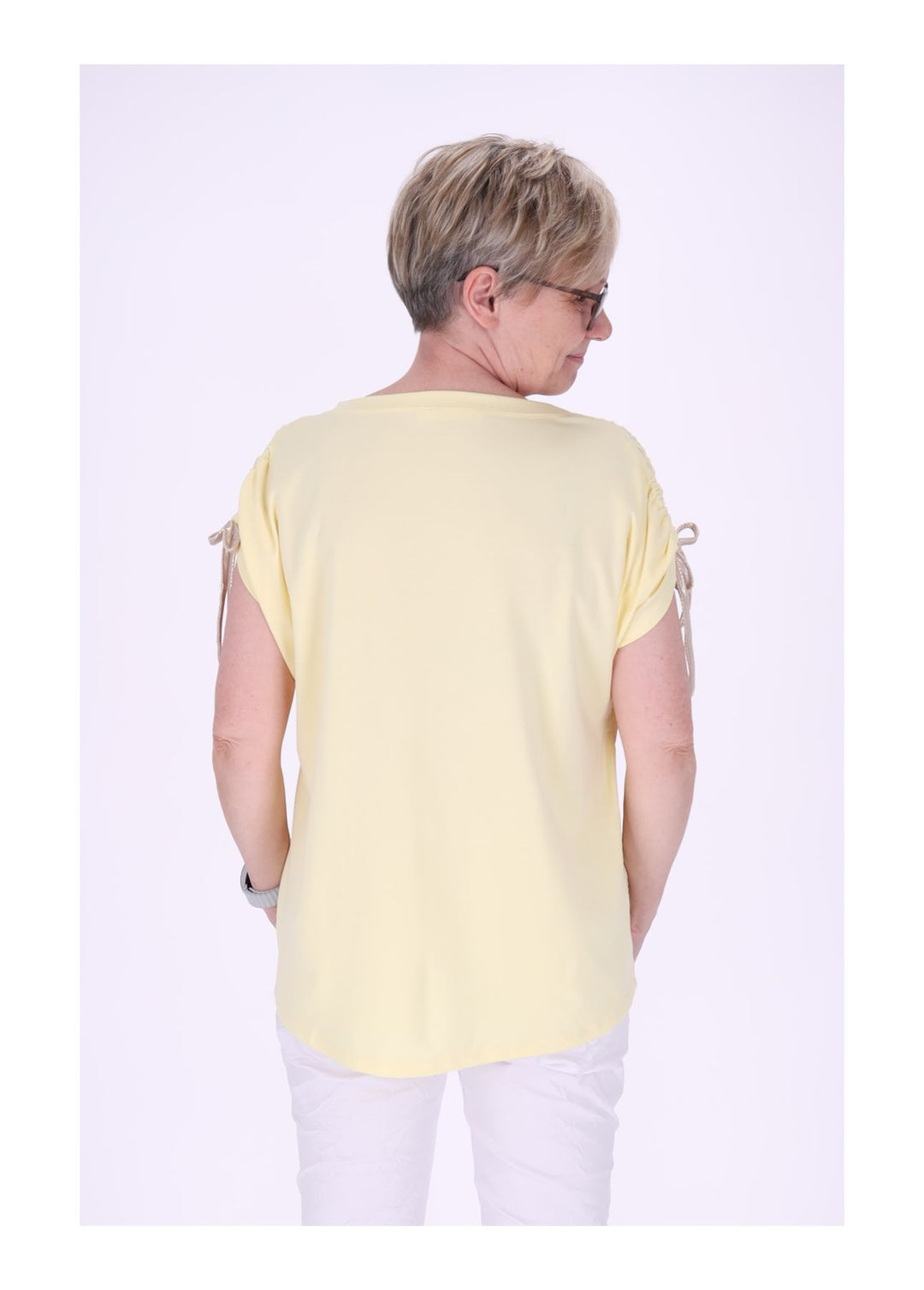 T-Shirt Damen Schultern offen Stickerei