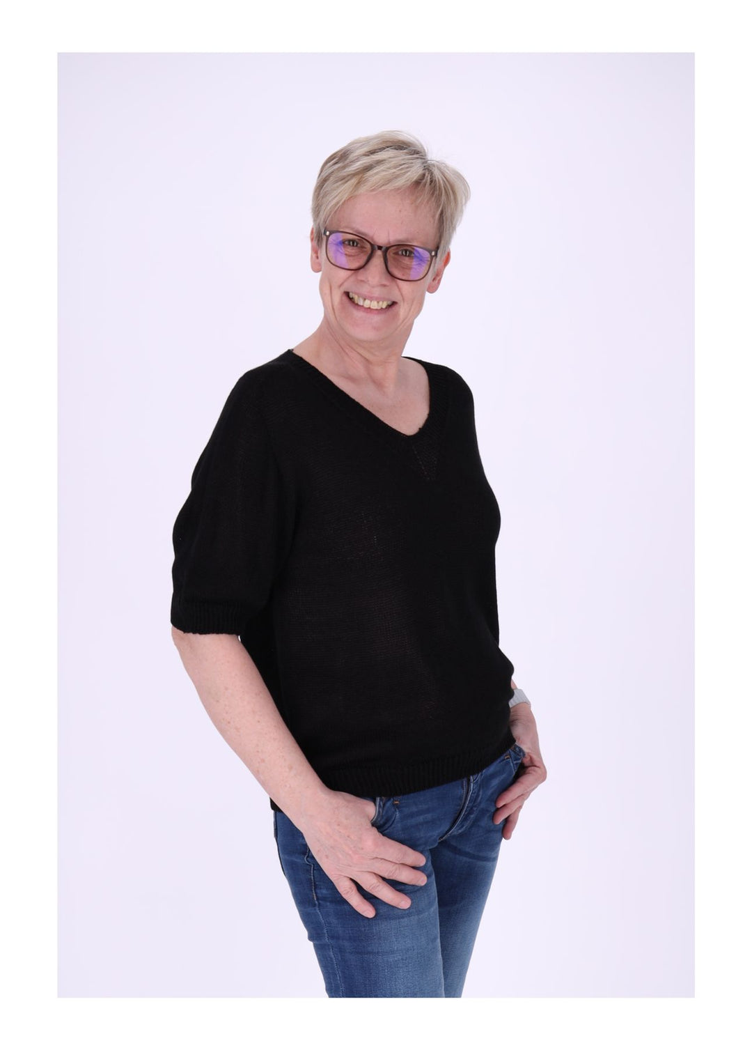 T-Shirt Damen V-Ausschnitt Feinstrick