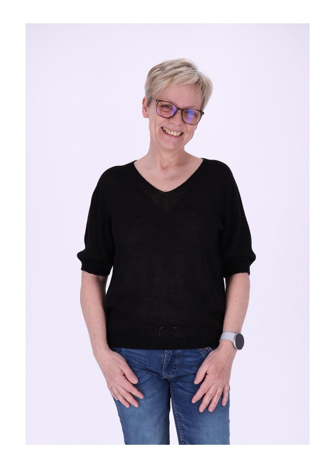 T-Shirt Damen V-Ausschnitt Feinstrick