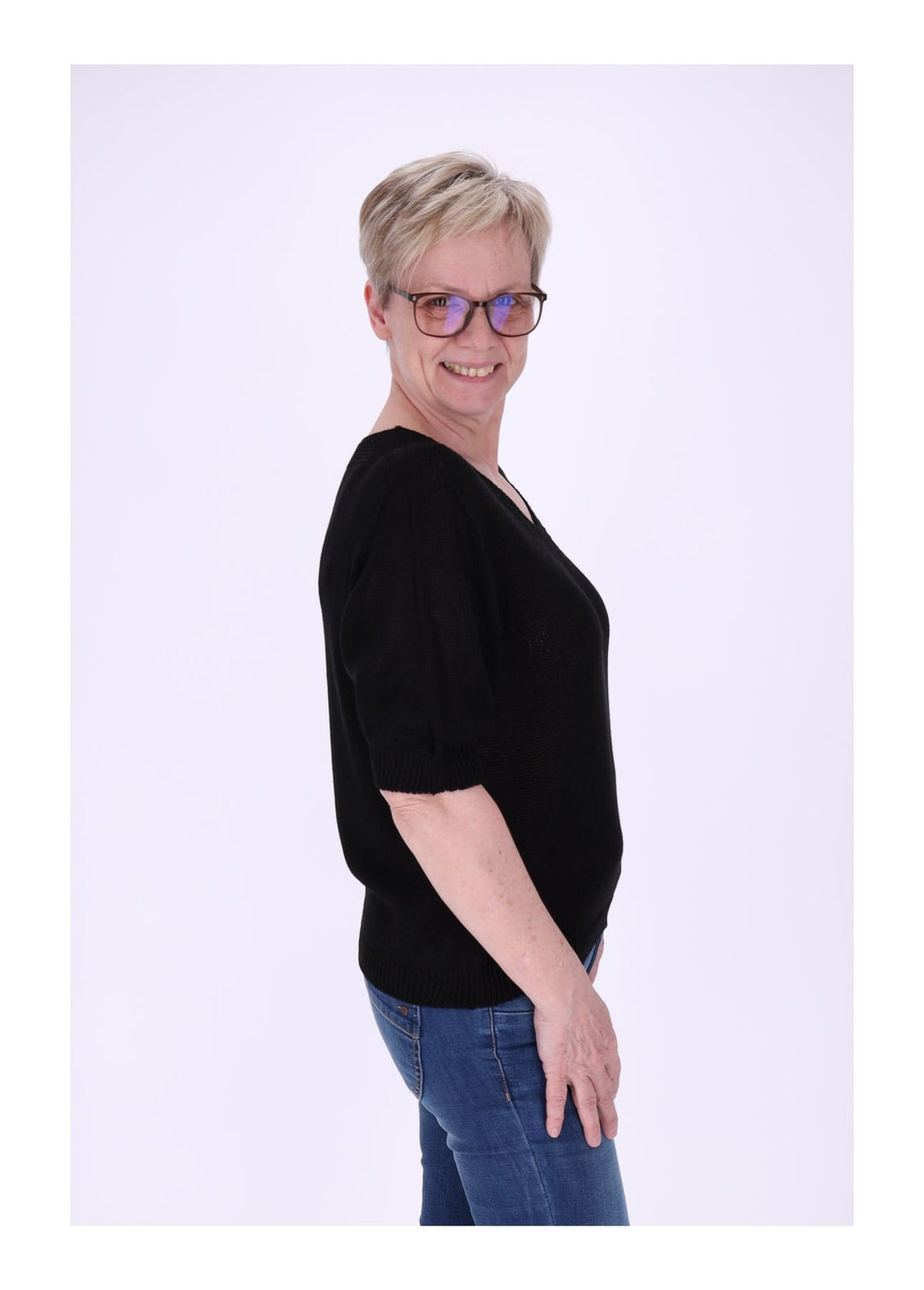 T-Shirt Damen V-Ausschnitt Feinstrick