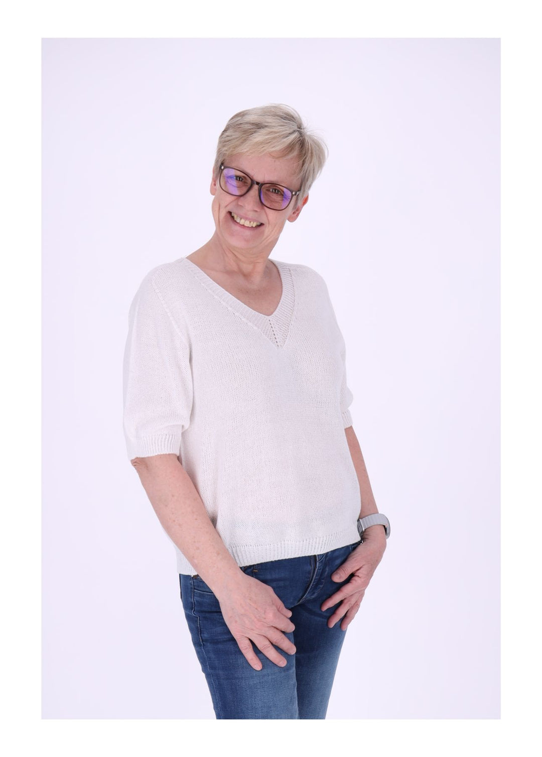 T-Shirt Damen V-Ausschnitt Feinstrick