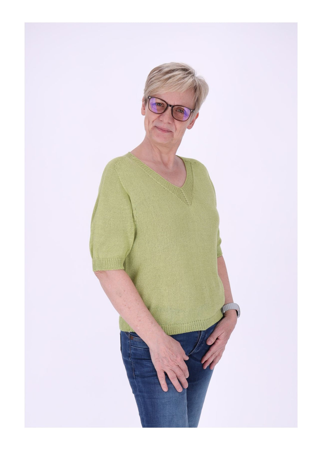 T-Shirt Damen V-Ausschnitt Feinstrick